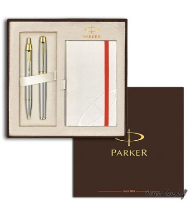 Zestaw Parker IM Brushed Metal GT - pióro wieczne, długopis, notes
