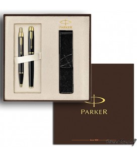 Zestaw Parker IM Czarny GT - pióro wieczne, długopis, czarne etui